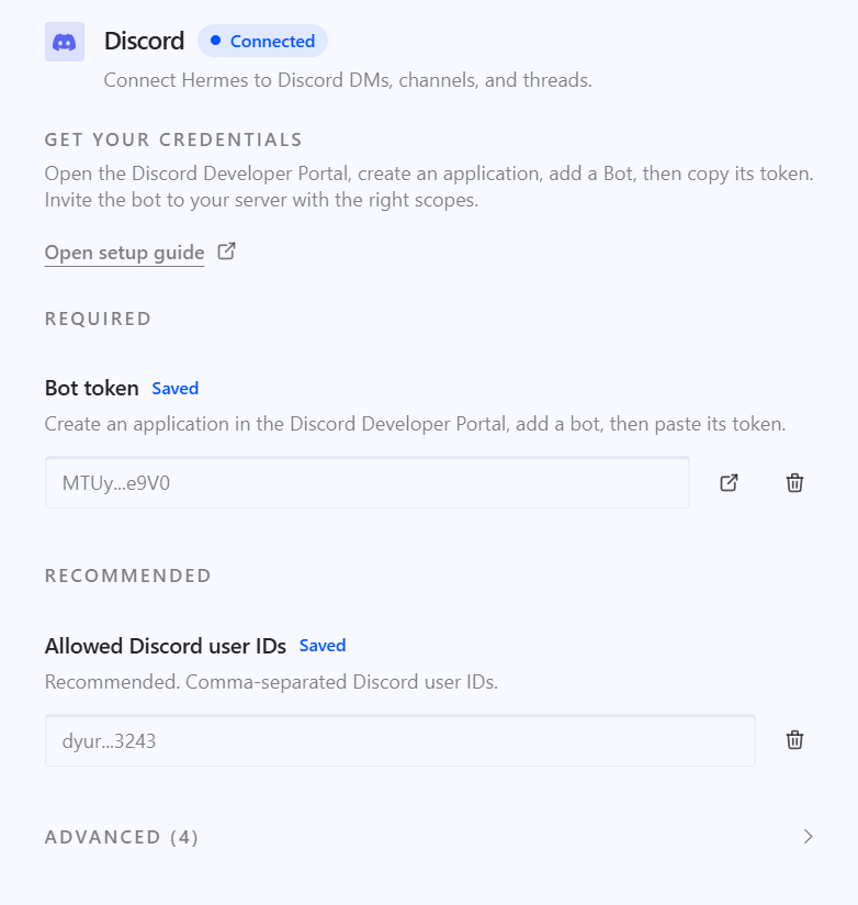 Discord Connected 상태