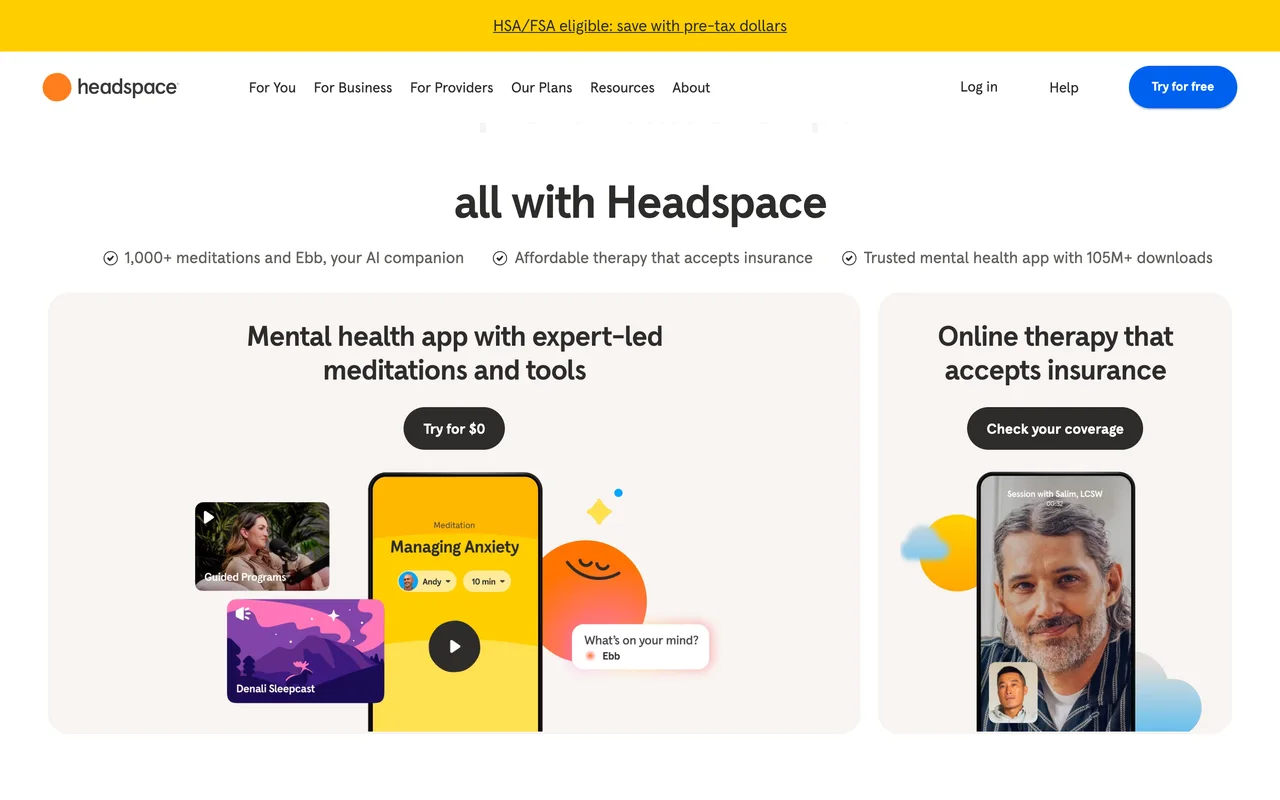 Headspace 첫 화면